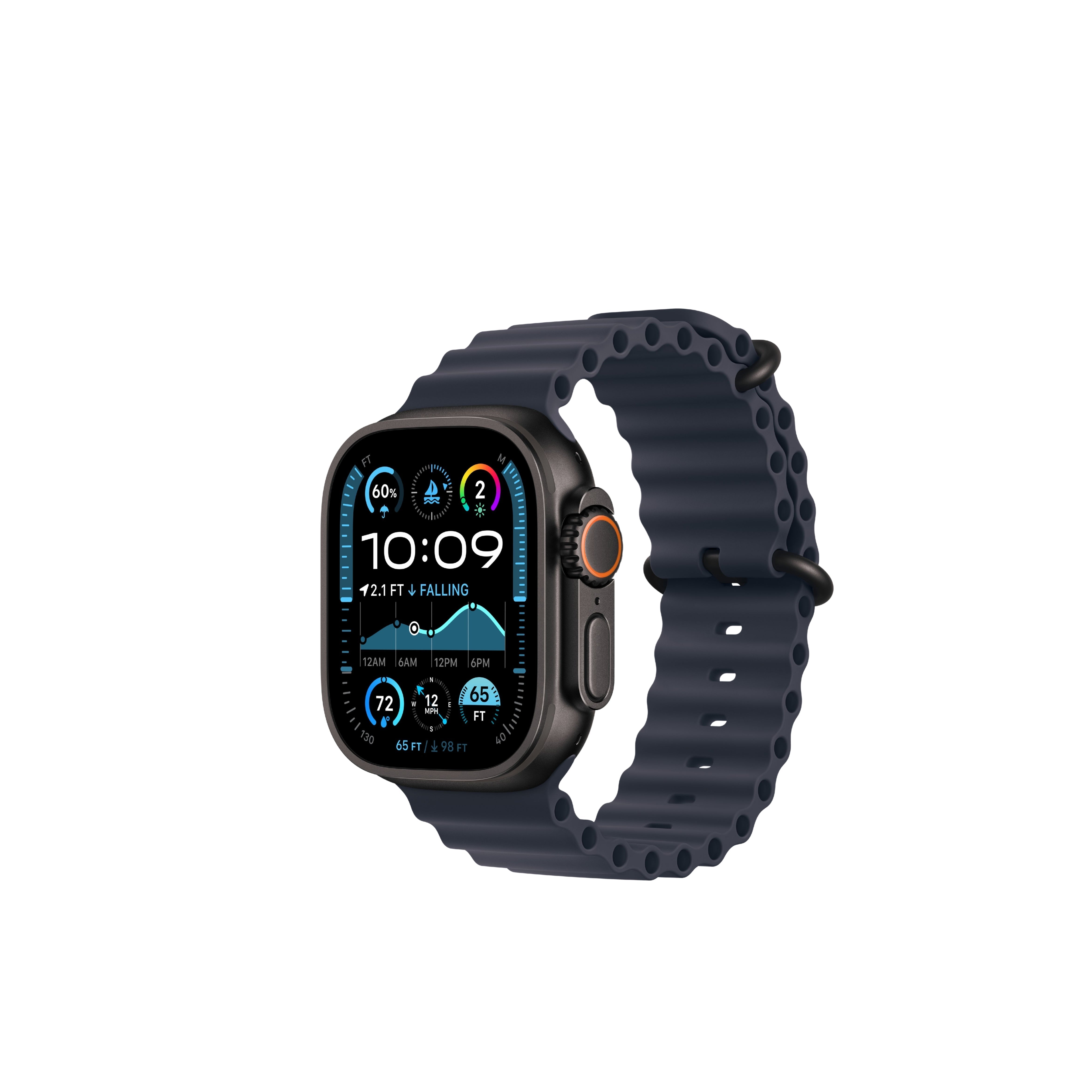 Apple Watch Ultra 2 Black Titanium Case Ocean Band.