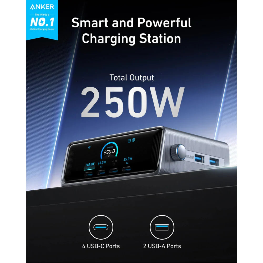 Anker Prime Charger (250W, 6 Ports, GaNPrime) - A2345