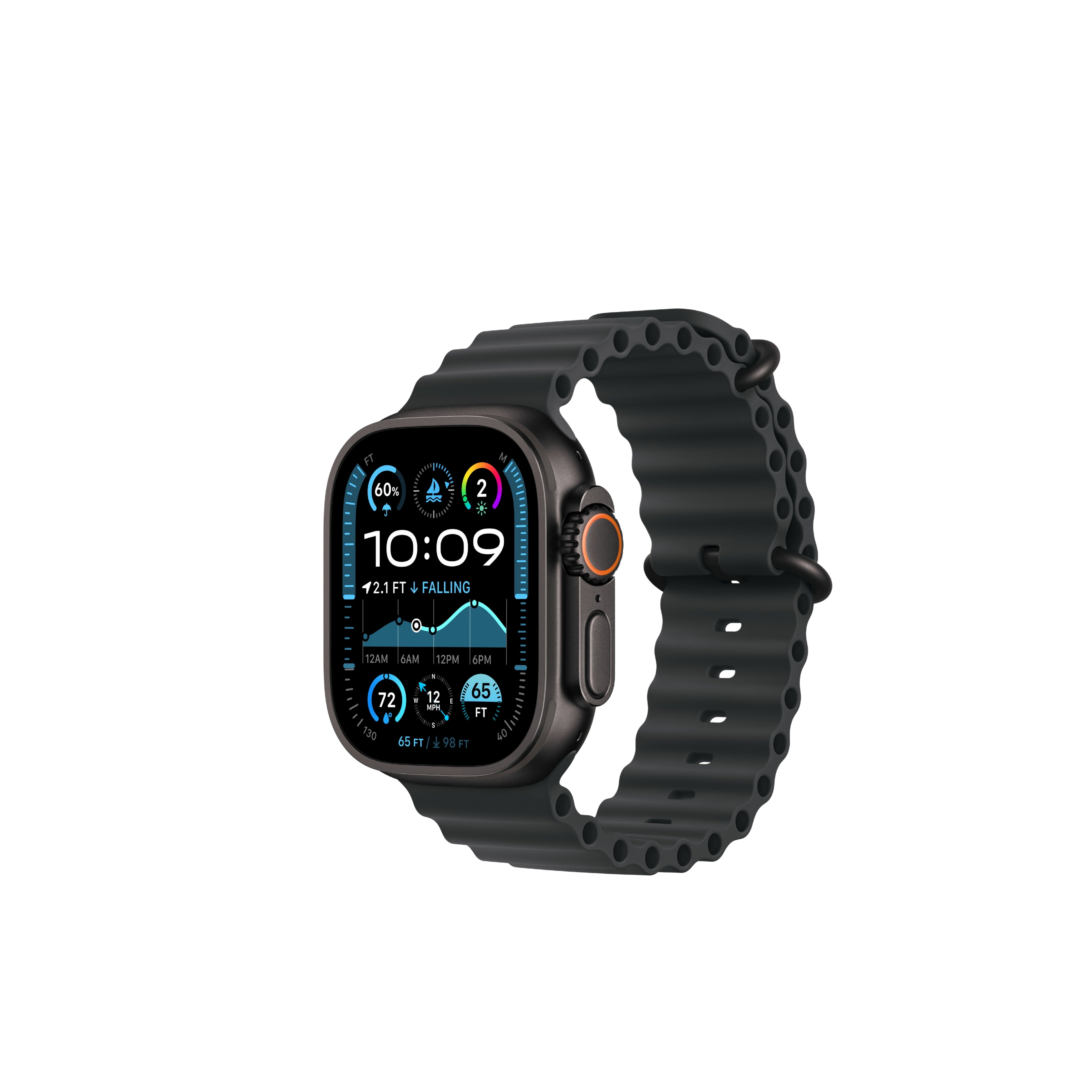 Apple Watch Ultra 2 Black Titanium Case Ocean Band.