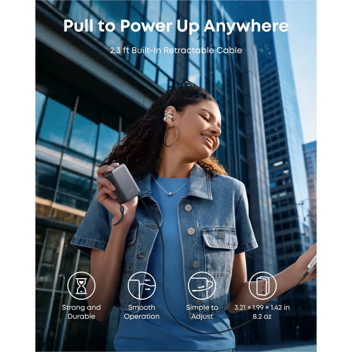 Anker Nano Power Bank (10K, 45W, Built-In Retractable USB-C Cable) - A1638