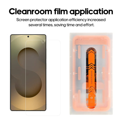 S26/S25edge/S25u/S24+ High-Definition 2.5D Tempered 9H Dust-Free Fingerprint Second Sticker Box for Dust-Proof Cabin for Samsung