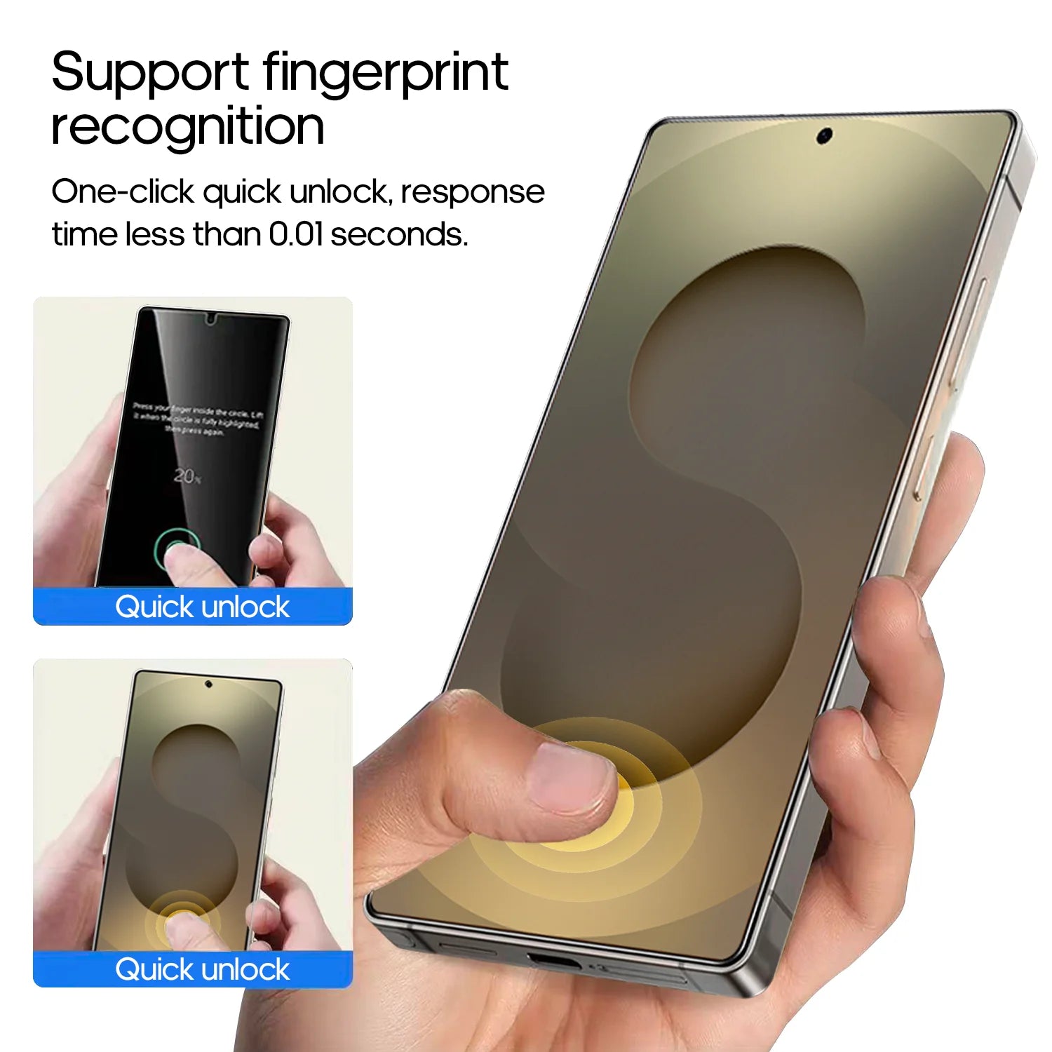 S26/S25edge/S25u/S24+ High-Definition 2.5D Tempered 9H Dust-Free Fingerprint Second Sticker Box for Dust-Proof Cabin for Samsung