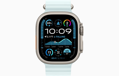 Apple Watch Ultra 2 Natural Titanium Case Ocean Band.