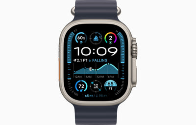 Apple Watch Ultra 2 Natural Titanium Case Ocean Band.